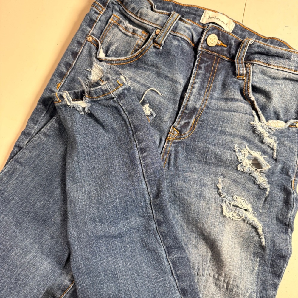 Tricot by Cest Toi Distressed Skinny Jeans Womens 9/28 Medium Wash Ripped TR003
